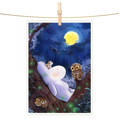 明信片 - 月夜貓頭鷹1
