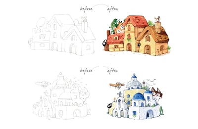 日常療癒著色稿 - 小房子篇4