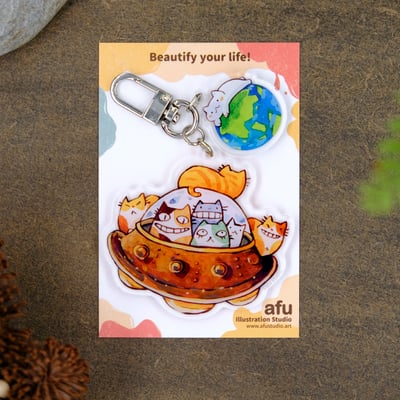 壓克力鑰匙圈（雙掛飾）-喵星人1