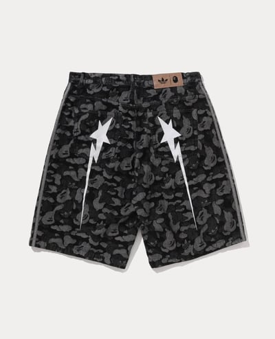 A Bathing Ape X Adidas Camo Jacquard Shark Denim Jorts2