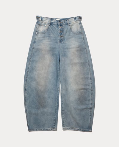 9090 King Logo Slub Denim Buggy Pants2