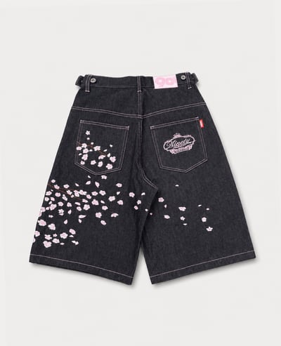 9090 Sakura Embroidered Slub Buggy Jorts2