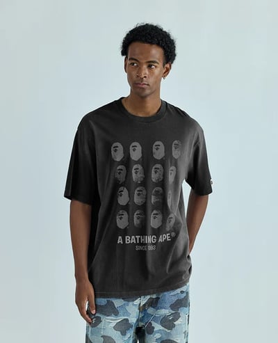 A Bathing Ape Bleeched Multi Ape Head Logo Relaxed Fit Tee4