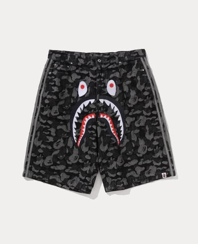 A Bathing Ape X Adidas Camo Jacquard Shark Denim Jorts1