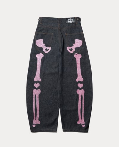 9090girl Bone Heart Denim Pants1