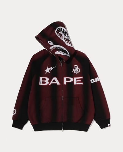 A Bathing Ape Hand Draw Football Shark Relaxed Fit Full Zip Hoodie2