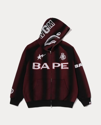 A Bathing Ape Hand Draw Football Shark Relaxed Fit Full Zip Hoodie1