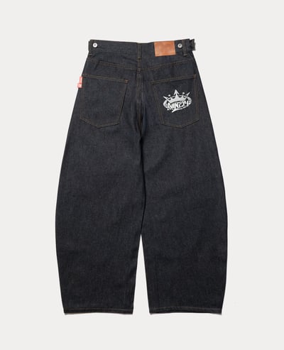 9090 King Logo Slub Denim Buggy Pants1