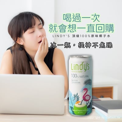 LINDY'S 100% 原味椰子水310ml 24入裝18