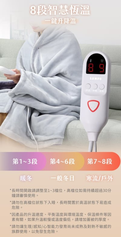 【SAMPO聲寶】法蘭絨多功能電熱毯 HY-HA10BS7