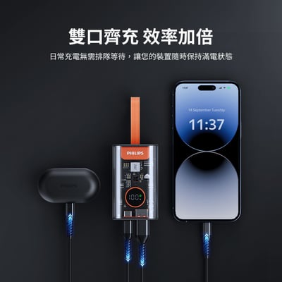 開團優惠【PHILIPS飛利浦】行動電源透明款 DLP5715CM (內附3C認證標示貼)9