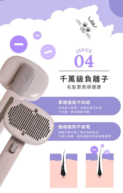 【ROOMMI】KIMOCHI 寵物負離子除毛梳 RMPT02 (寵物梳+按摩器+紫光燈+逗貓器)9