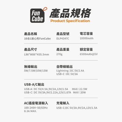 12 月限定「綠色款」｜【PHILIPS 飛利浦】十合一自帶線行動電源 DLP4347CG｜買大送小7