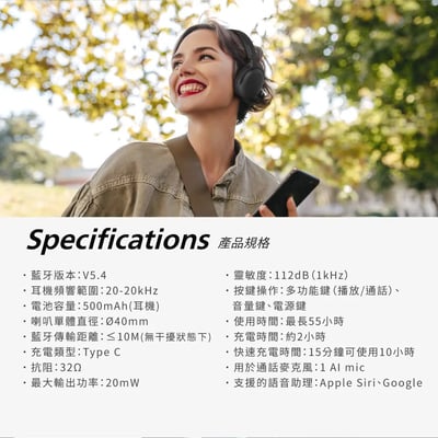 【PHILIPS 飛利浦】無線藍牙耳罩式耳機 TAH23009
