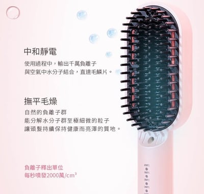 Glossy 電熱直髮梳(造型梳 電捲梳 負離子 消靜電)9