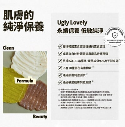 在台現貨｜韓國純素保養 UGLY LOVELY 沖洗式面膜100ml13
