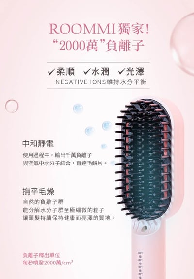 Glossy 電熱直髮梳(造型梳 電捲梳 負離子 消靜電)8