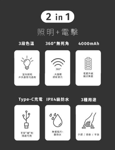 【LightBang】2合1電擊式露營捕蚊燈2