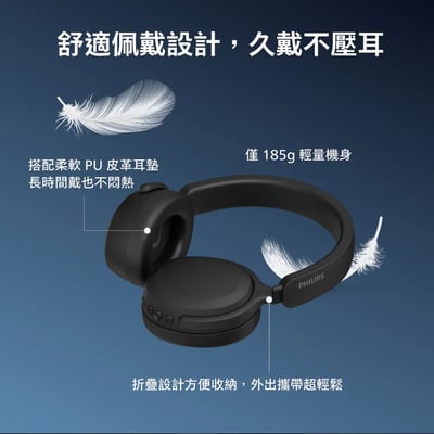 【PHILIPS 飛利浦】無線藍牙耳罩式耳機 TAH23005
