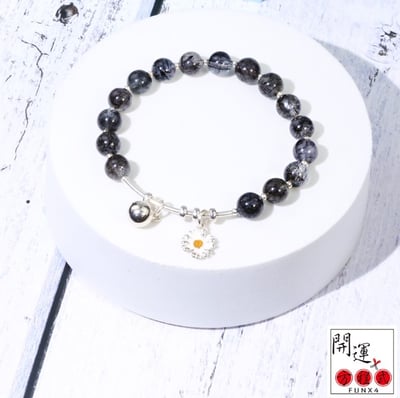 【金蛇年開運小物】黑髮晶925銀幸運花 （開運、福消業障、避邪化煞、吸改病氣）5