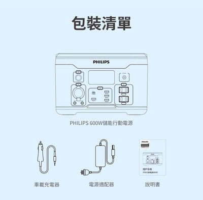 PHILIPS DLP8093C｜600W可攜式儲能行動電源24