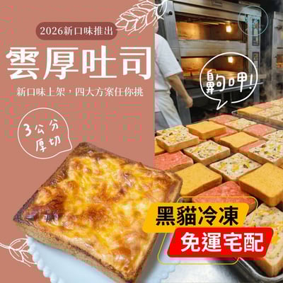 團購熱銷｜【山喜太太】雲厚吐司 15片 黑貓冷凍+免運宅配1