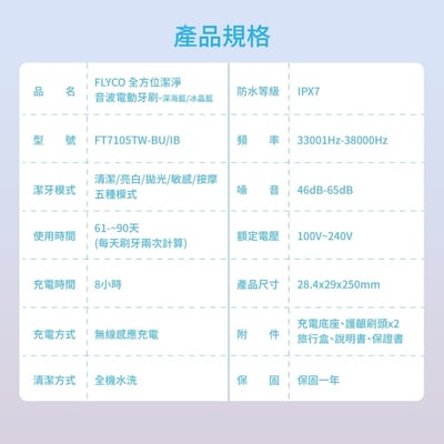 FLYCO飛科 全方位潔淨音波電動牙刷 | 買二組送 PHILIPS 飛利浦推出的限定色「粉紫漸變」口袋行動電源 TypeC DLP2550CM (再贈護齦刷頭2入 )17