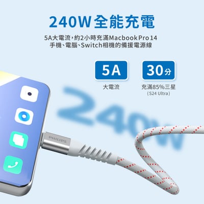 開團優惠【PHILIPS飛利浦】口袋行動電源 TypeC DLP2550CM +不打結磁吸收納線150cm DLC4588CM - 粉紫漸變16
