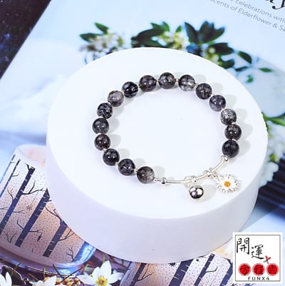 【金蛇年開運小物】黑髮晶925銀幸運花 （開運、福消業障、避邪化煞、吸改病氣）4