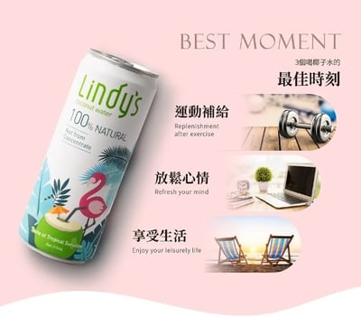 LINDY'S 100% 原味椰子水310ml 24入裝4