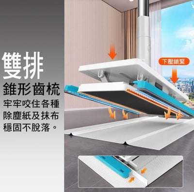 買一送七【家簡塵除】萬用夾拖把超優惠組合｜萬用夾拖把+紗窗旋轉刷+極超細纖擦拭抹布3