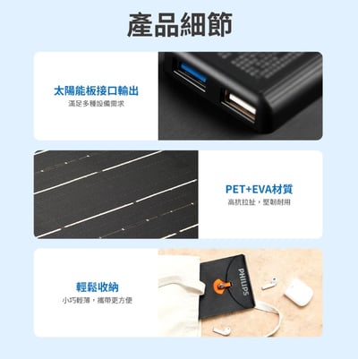 PHILIPS 20W太陽能充電板 DLP8841C10