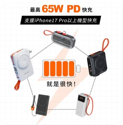 【PHILIPS FunCube 3.0】 5000mAh 超薄三合一磁吸快充行動電源 DLP2561Q5