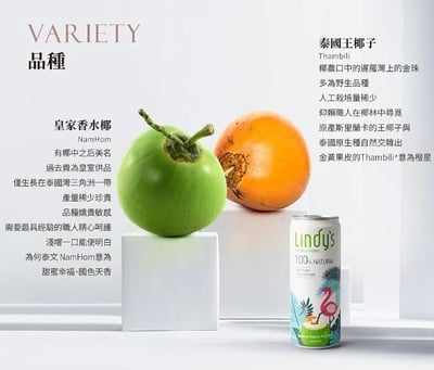 LINDY'S 100% 原味椰子水310ml 24入裝3