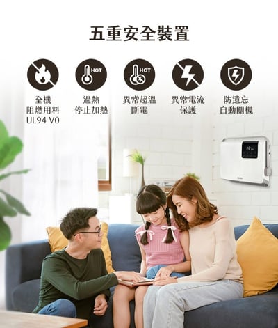 【聲寶SAMPO】浴臥兩用壁掛陶瓷電暖器 HX-XL12P12