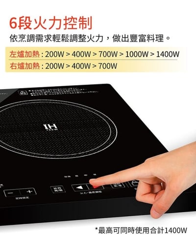 【SAMPO聲寶】微電腦觸控變頻IH雙口電磁爐 KM-VA14GM5