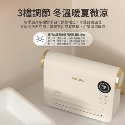 【Philips飛利浦】石磨烯壁掛暖風機(附遙控) AHR3126FX5