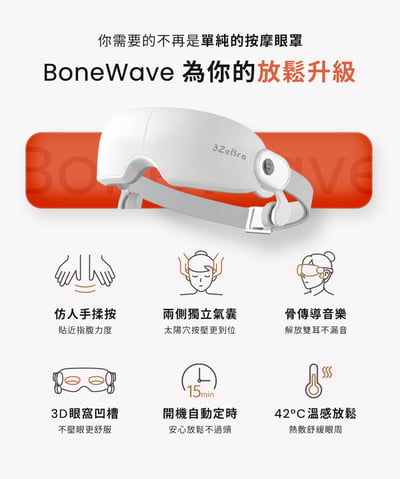 新品上市 【3ZeBra】BoneWave 骨傳導｜太陽穴氣囊按摩眼罩3
