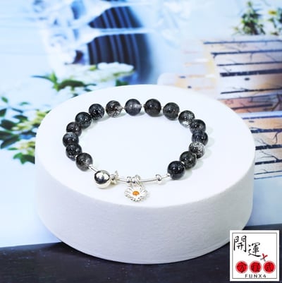 【金蛇年開運小物】黑髮晶925銀幸運花 （開運、福消業障、避邪化煞、吸改病氣）2