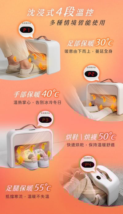 新年限時價｜【聲寶SAMPO】 人體感知陶瓷暖足機 HX-LD02G8