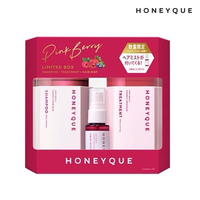 HONEYQUE 蜂蜜水潤豐盈深層修護限定保養3入組｜粉紅莓果香1