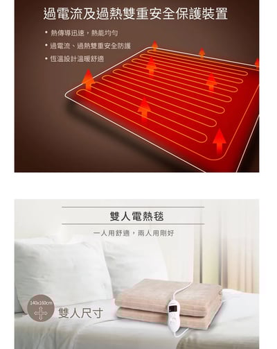 【SAMPO聲寶】恆溫定時雙人法蘭絨電熱毯 HY-HB128