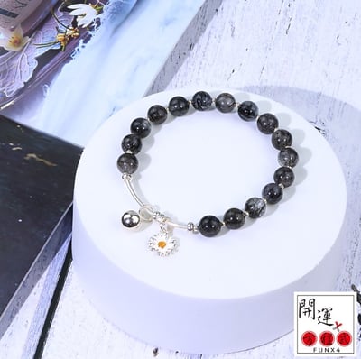 【金蛇年開運小物】黑髮晶925銀幸運花 （開運、福消業障、避邪化煞、吸改病氣）3