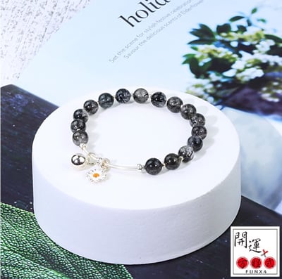 【金蛇年開運小物】黑髮晶925銀幸運花 （開運、福消業障、避邪化煞、吸改病氣）6