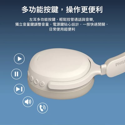 【PHILIPS 飛利浦】無線藍牙耳罩式耳機 TAH23007