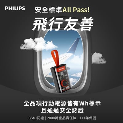 【PHILIPS飛利浦 粉紫漸變新色 1+1 優惠組】 📌 行動電源透明款 DLP5715CM ＋ 不打結磁吸收納線150cm DLC4588CM2