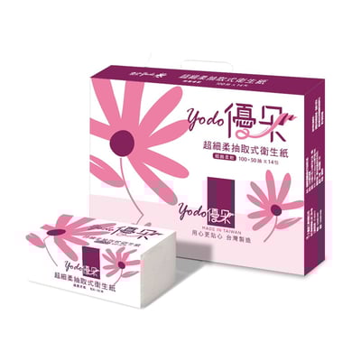 Yodo優朵超細柔抽取式花紋衛生紙150抽X84包/箱1