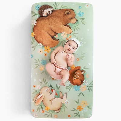 美國RookieHumans 嬰兒床純棉絲柔床包 (魔幻的大地)1