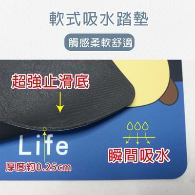 【正版授權】超人氣軟式吸水踏墊5入組2