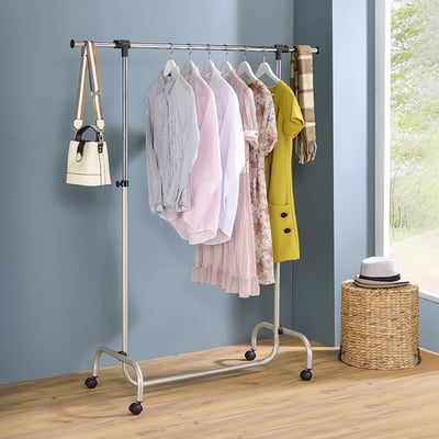 日式單桿伸縮附輪吊衣架  (二色可選) －台灣製造 MIT2